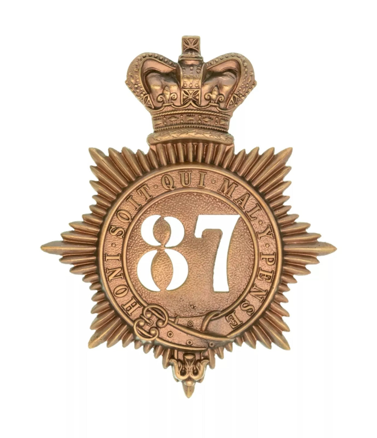 87th Irish Fusiliers Regiment Quilted Shako Plate Brass Metal