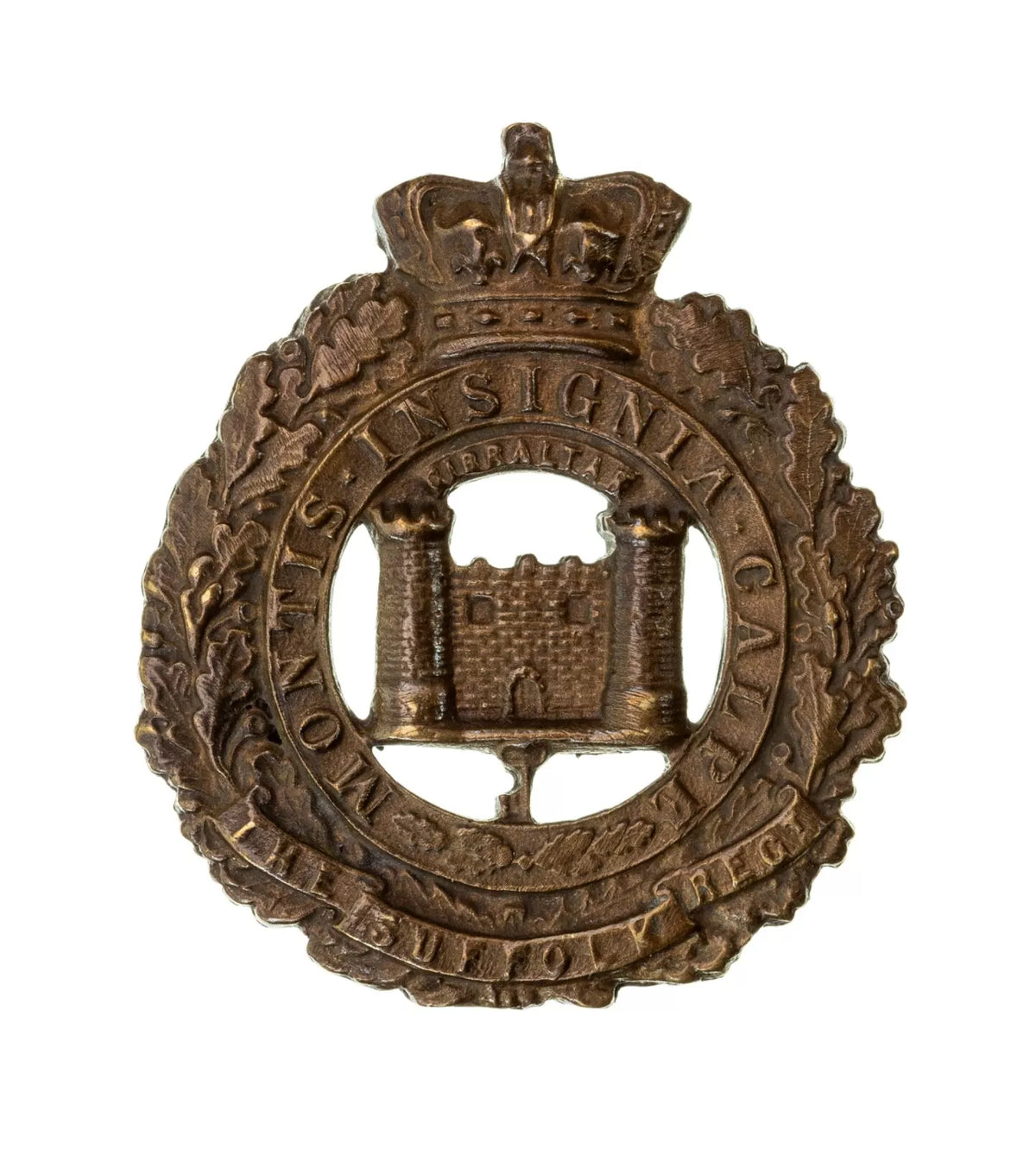 Suffolk Regiment Foreign Service Cap Badge Brass Metal