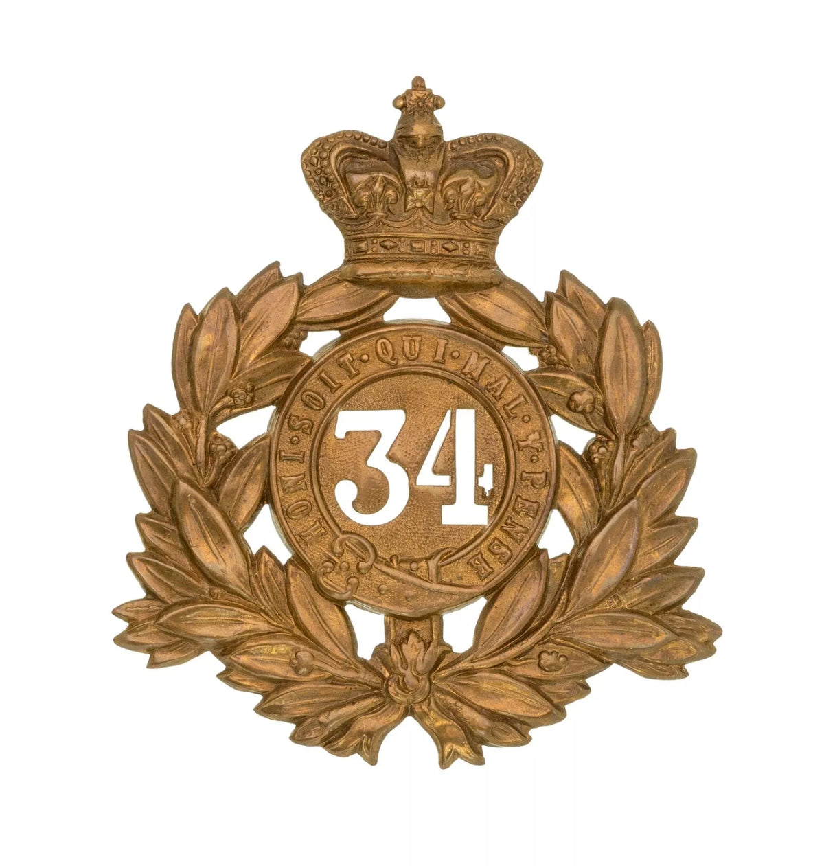 34th Border Last Shako Plate Brass Metal