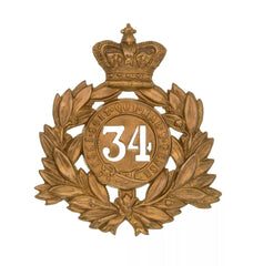 34th Border Last Shako Plate Brass Metal