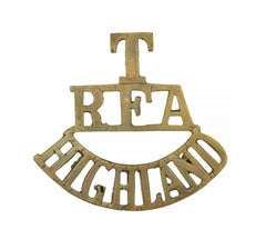 T R.F.A Highland Shoulder Title Brass Metal