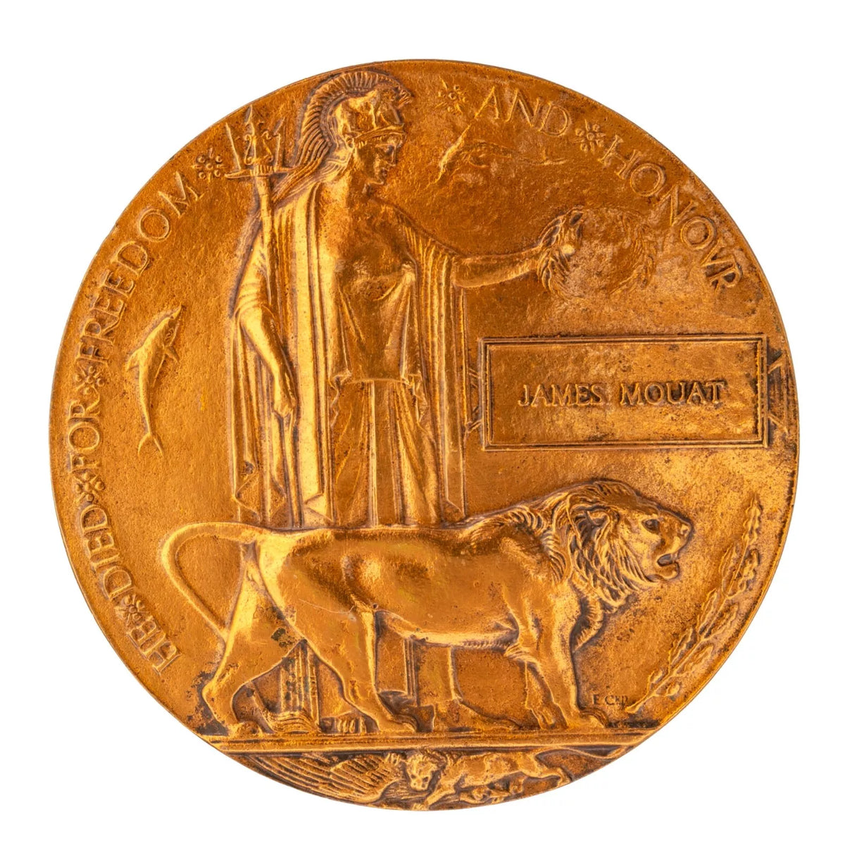 WW1 Memorial Plaque James Mouat Original