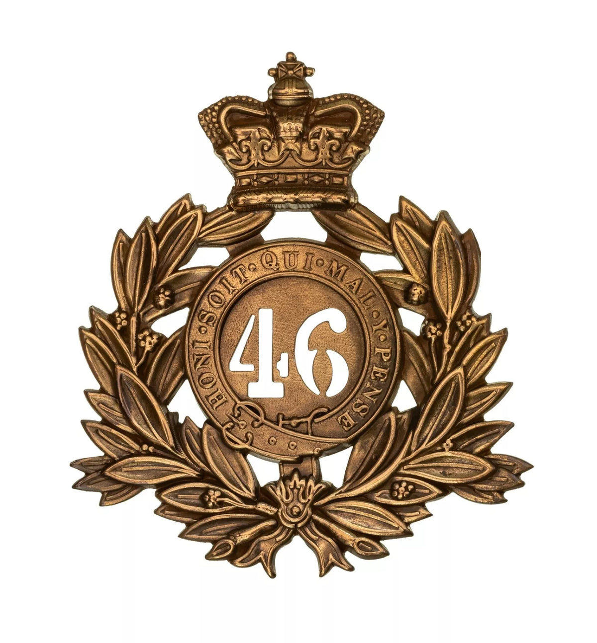 46th Durham County Light Infantry Regiment Last Shako Plate Brass Metal