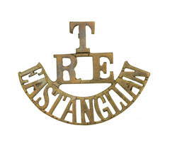 T R.E East Anglian Shoulder Title Brass Metal