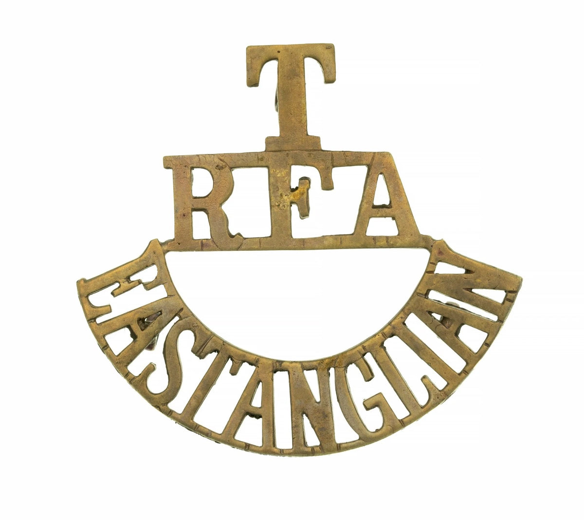 T R.F.A East Anglian Shoulder Title Brass Metal