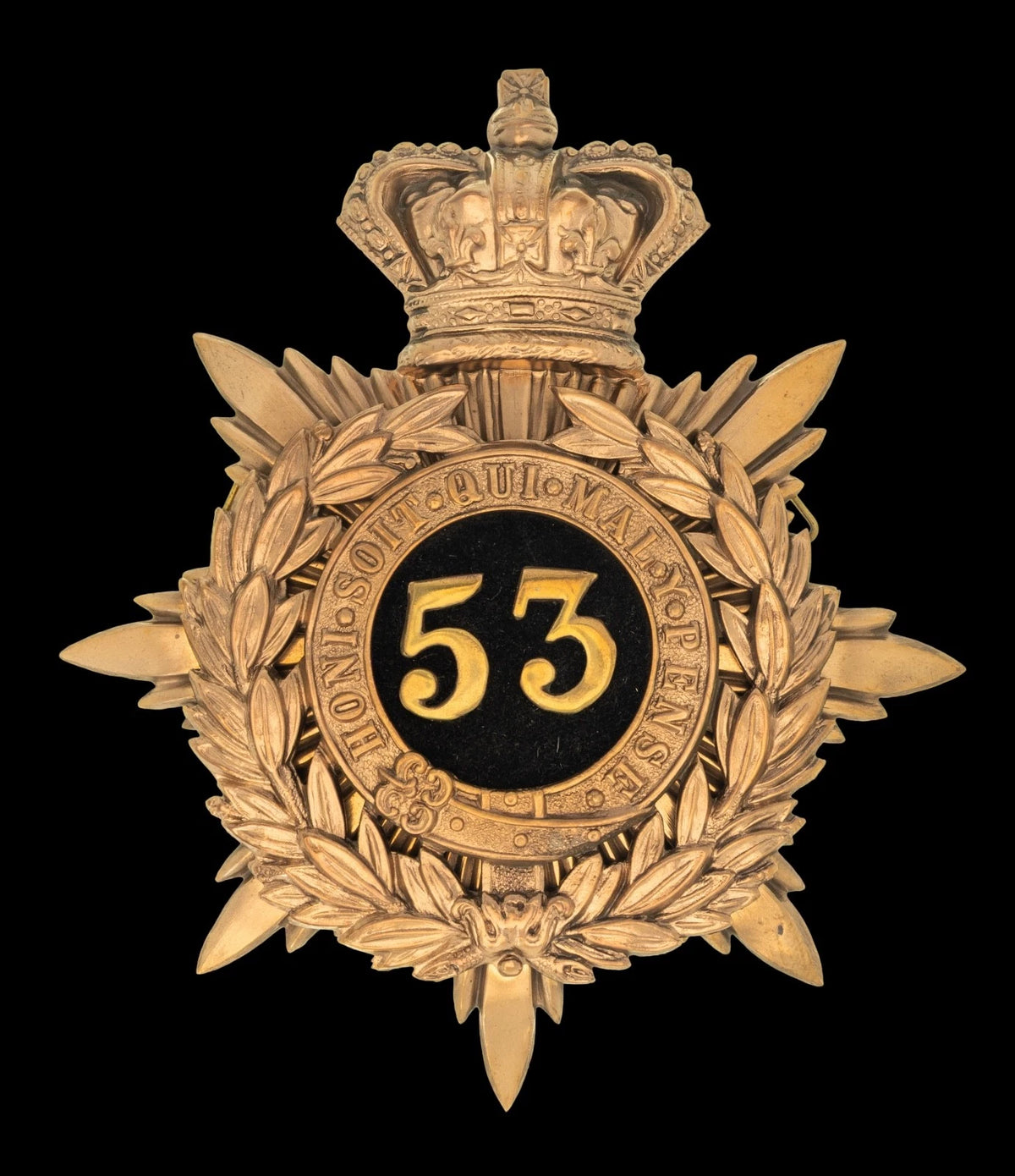 53rd Shropshire Light Infantry Blue Cloth Officers Helmet Plate