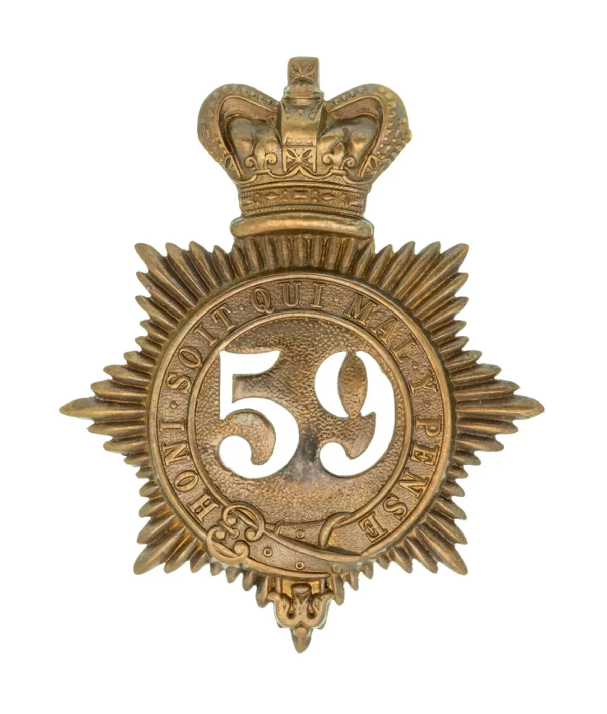 59th East Lancashire 2nd Battalion Regiment Quilted Shako Plate Brass Metal