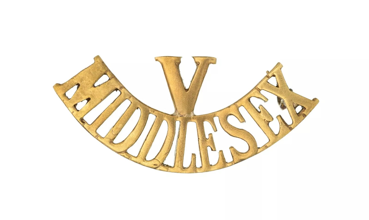 Volunteers Middlesex Shoulder Title Brass Metal
