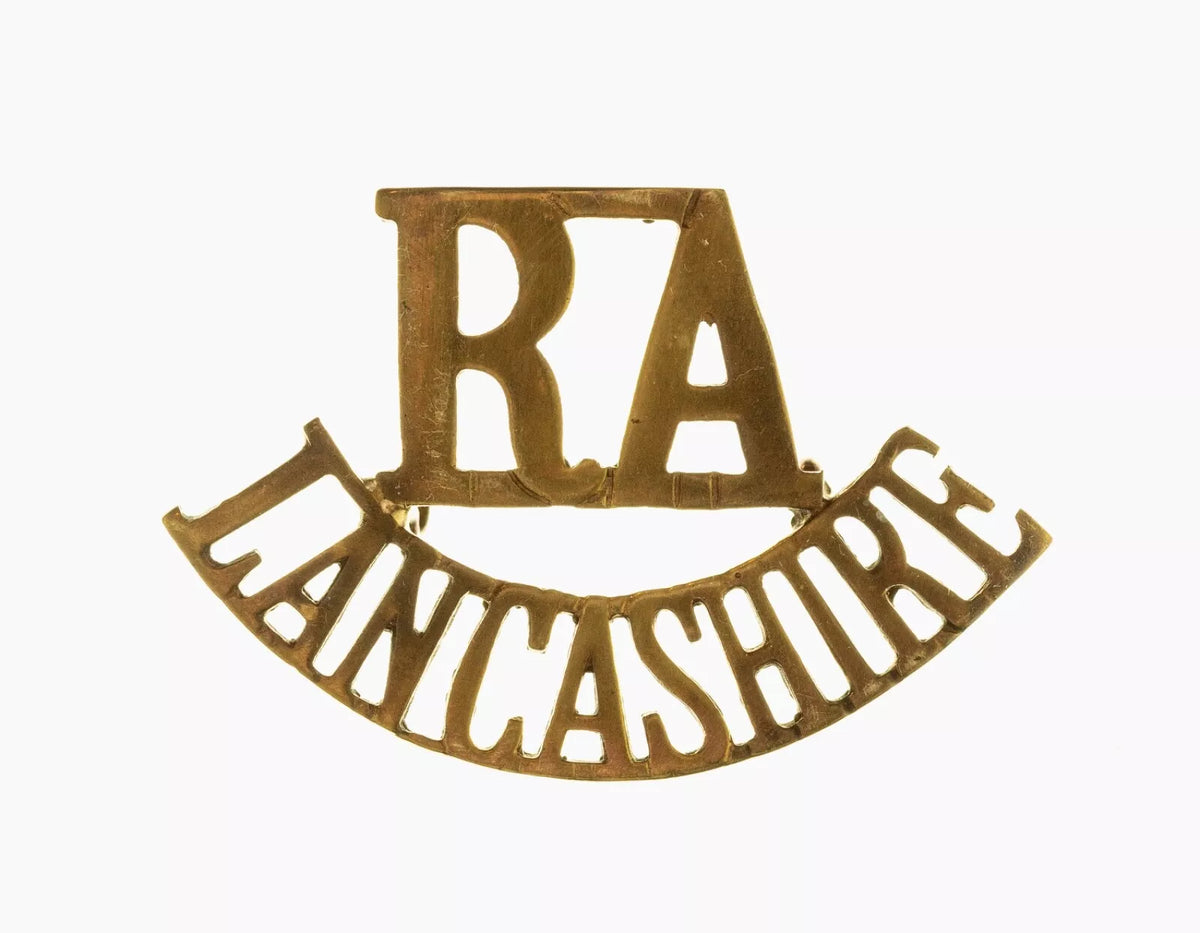 R.A Lancashire Shoulder Title Brass Metal