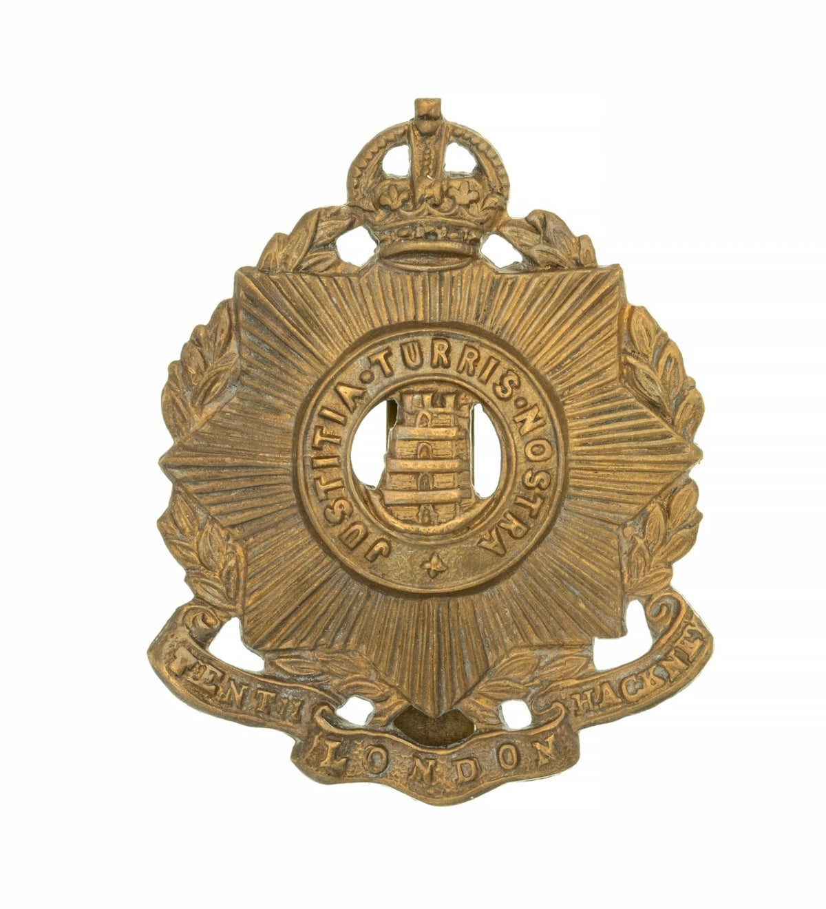 10th London Hackney Cap Badge Brass Metal