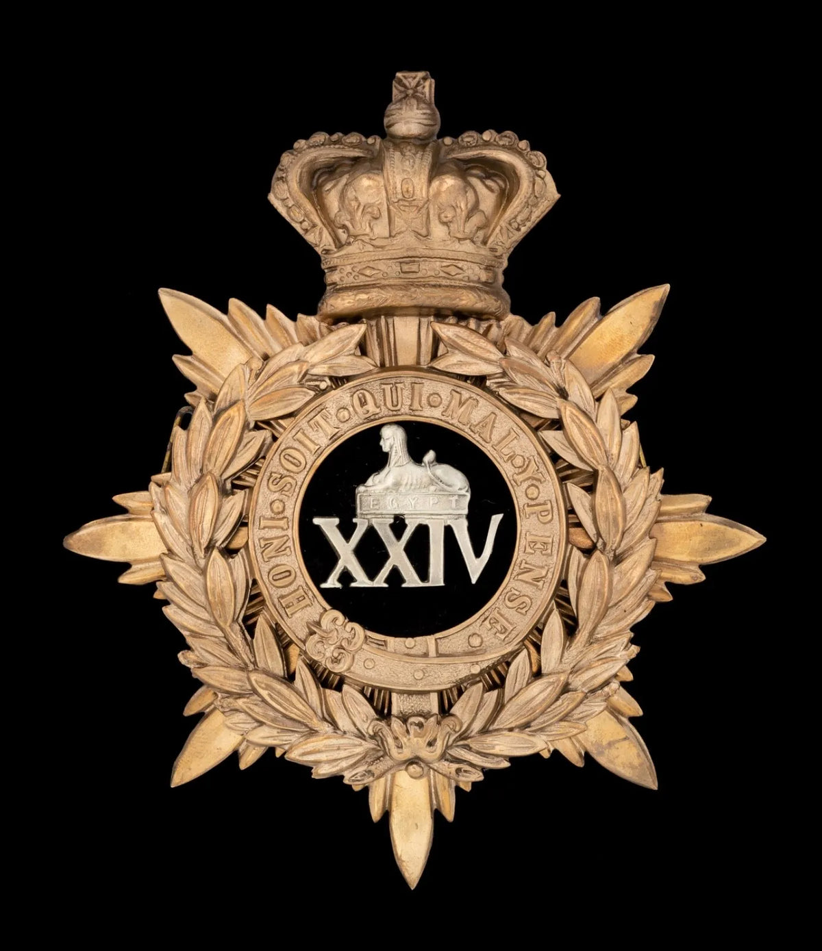 The 24TH 2ND Warwickshire Regiment Blue Cloth Officers Helmet Plate