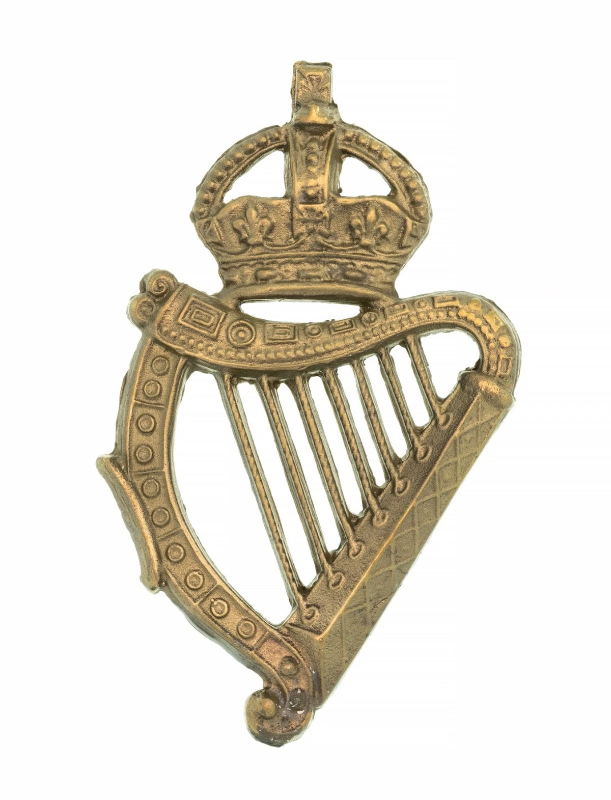 18th London Irish Large Harp Badge Brass Metal