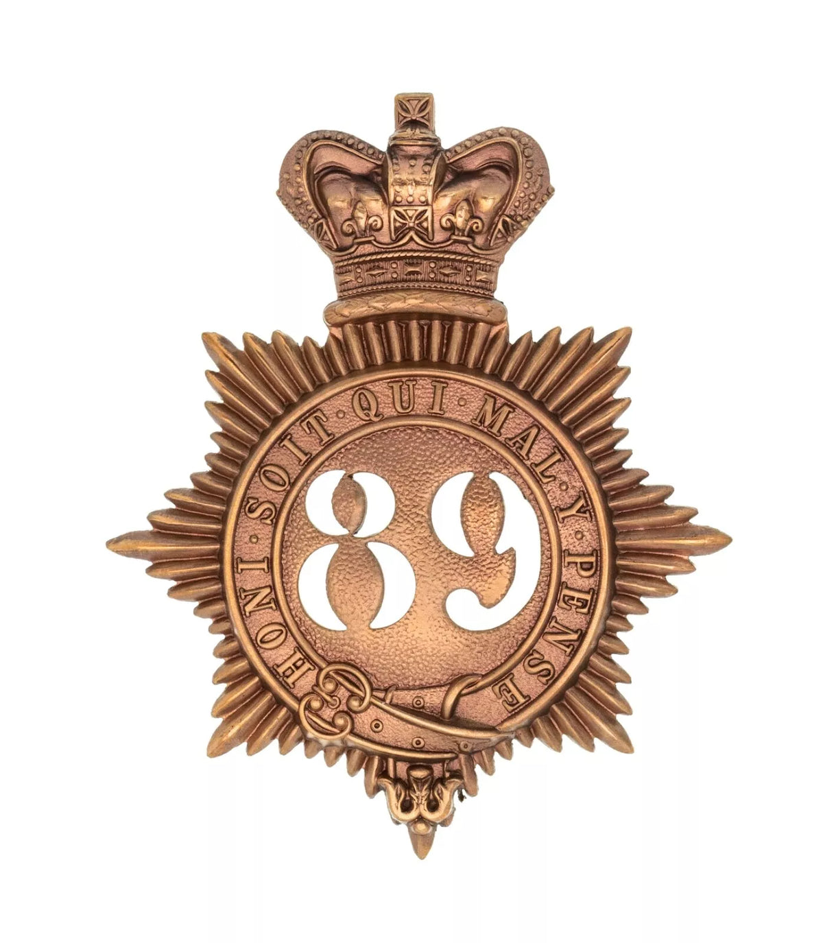 89th Royal Irish Fusiliers Regiment Quilted Shako Plate Brass Metal
