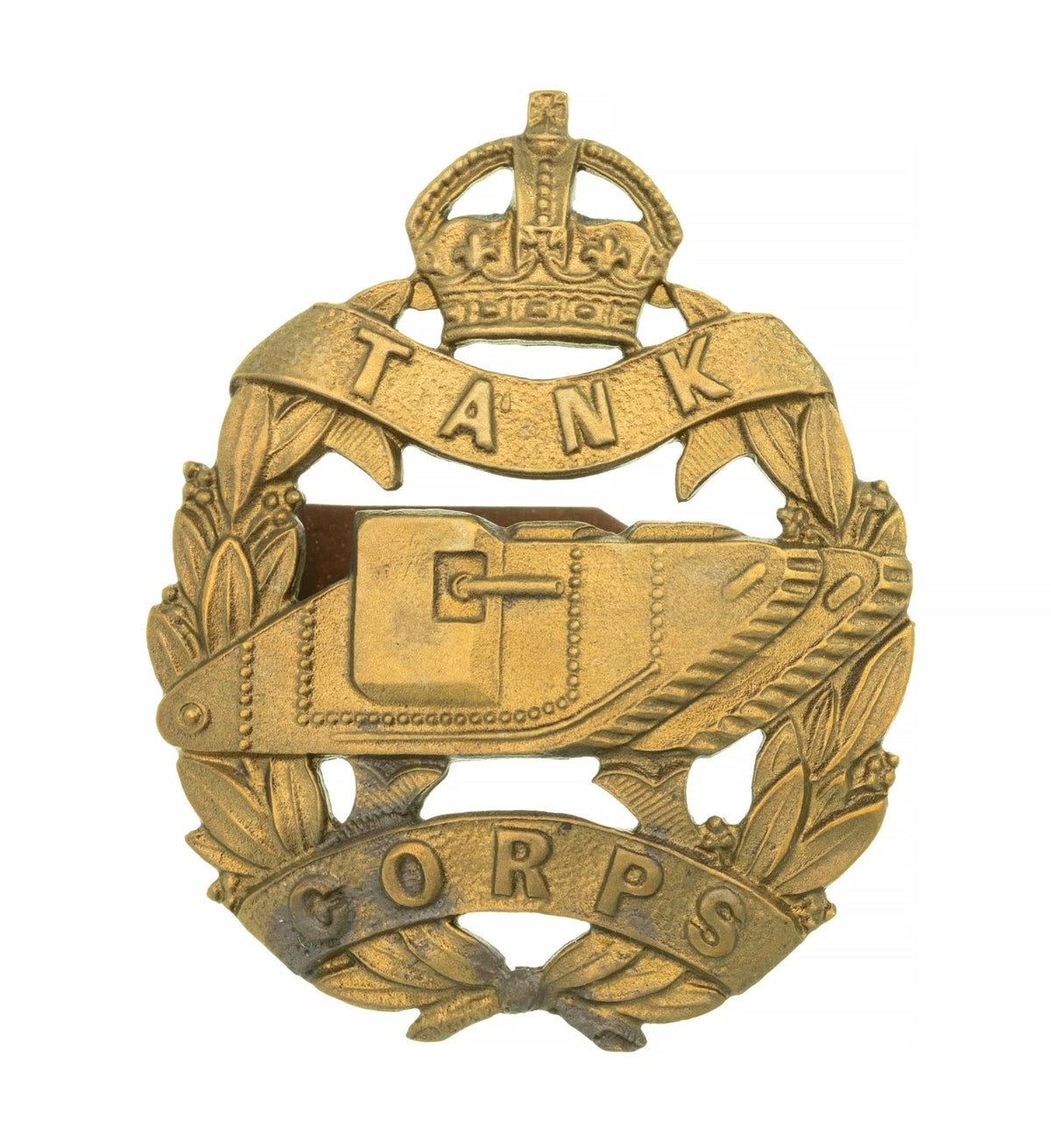 Tank Corps Cap Badge Brass Metal Right Facing