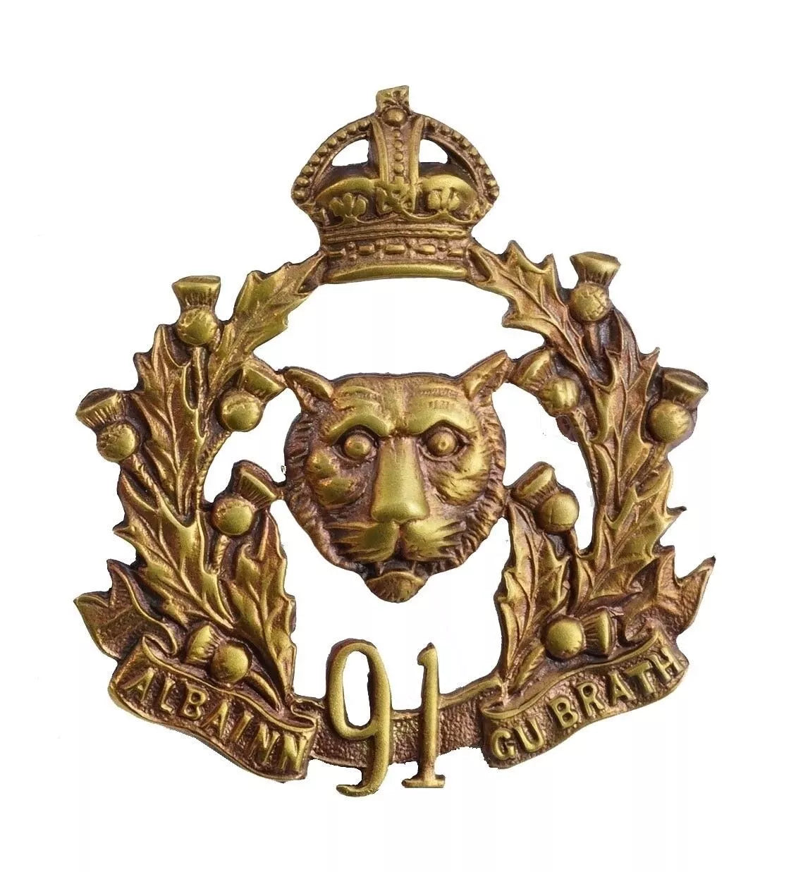 91st Canadian Highlanders Cap Badge Brass Metal