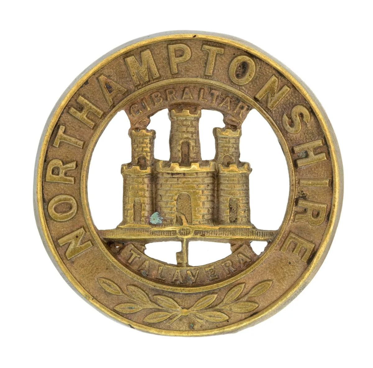 Northamptonshire 3 Castle Helmet Plate Centre Brass Metal
