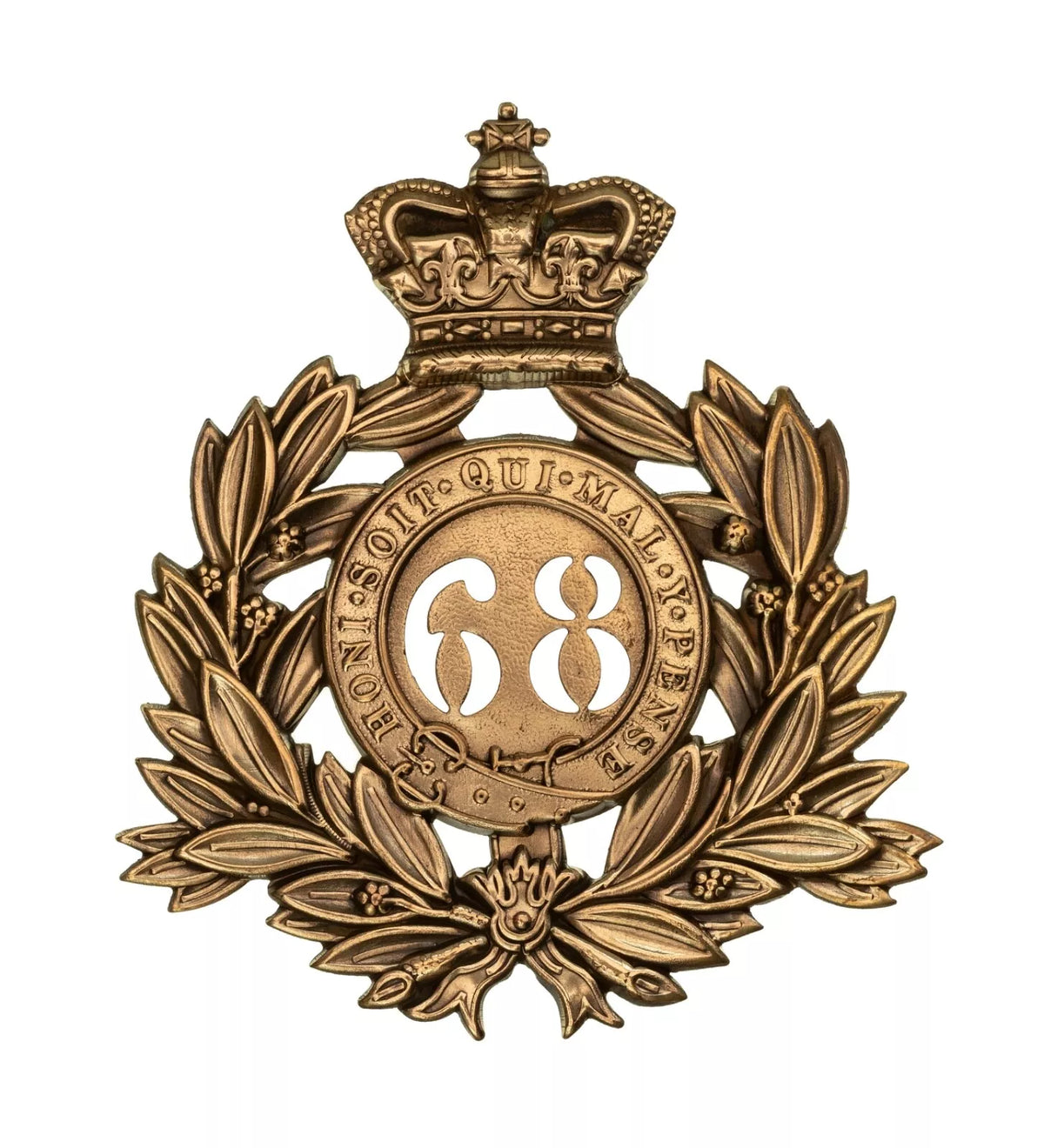 68th Durham Light Infantry Regiment Last Shako Plate Brass Metal
