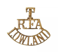 T R.F.A Lowland Shoulder Title Brass Metal