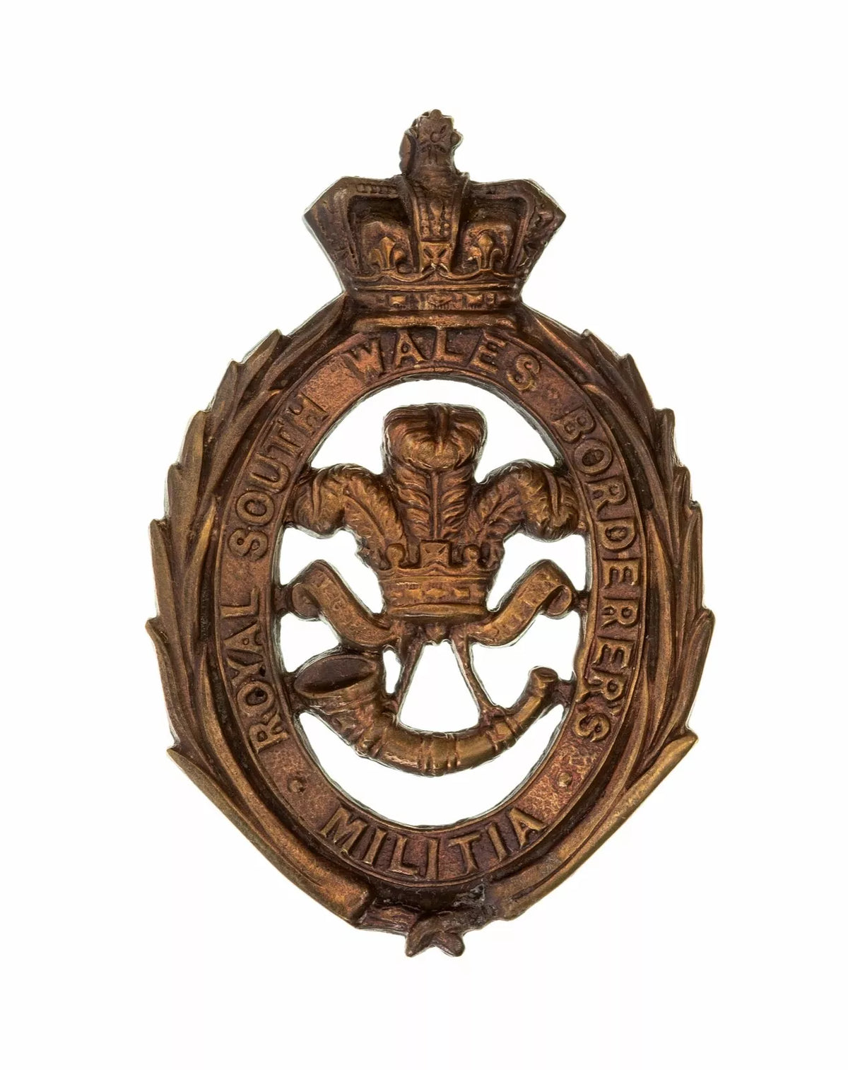 South Wales Borders Militia Cut Out Cap Badge Brass Metal