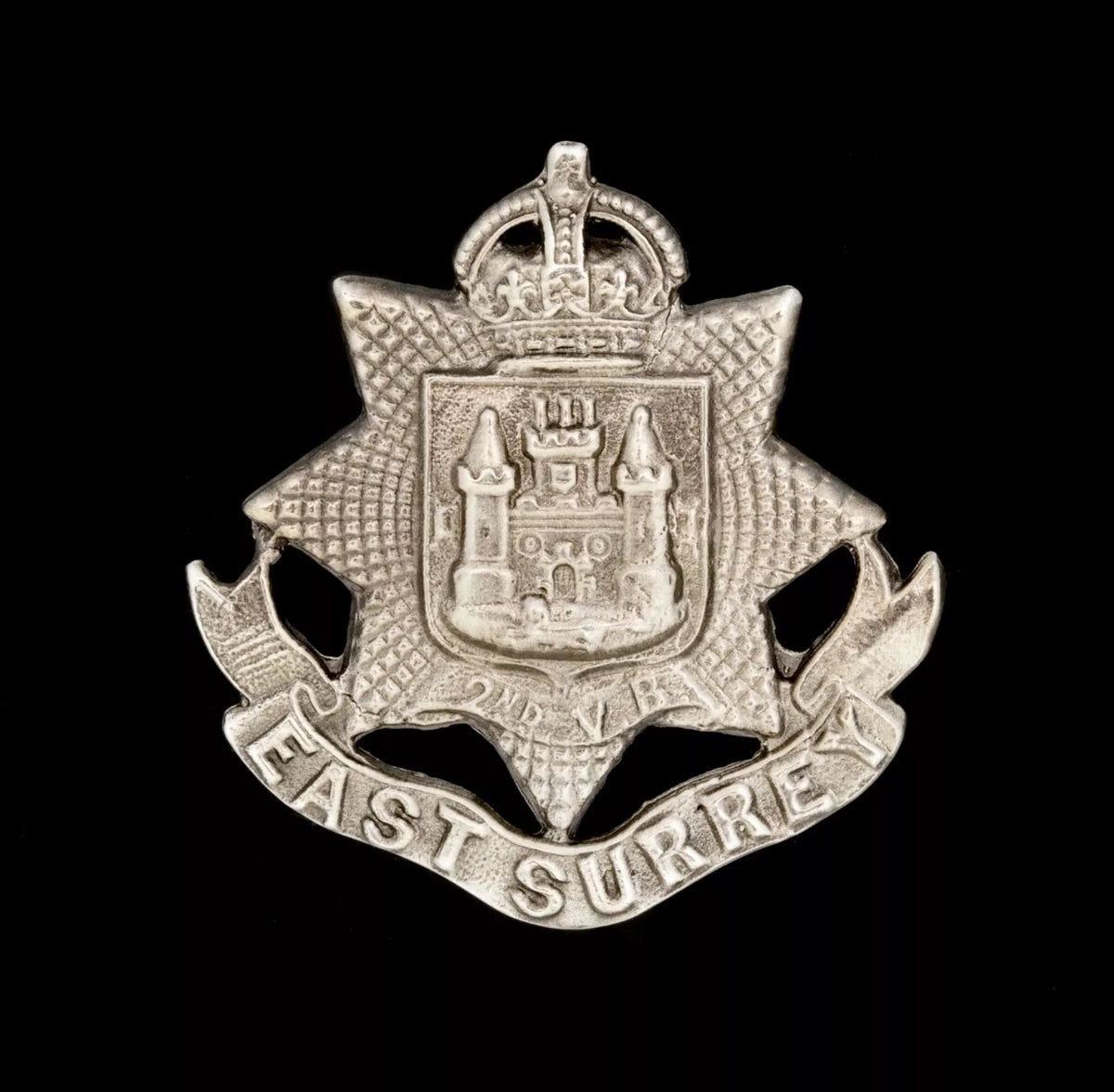 East Surrey 2nd Volunteers Battalion Cap Badge Hallmarked Silver