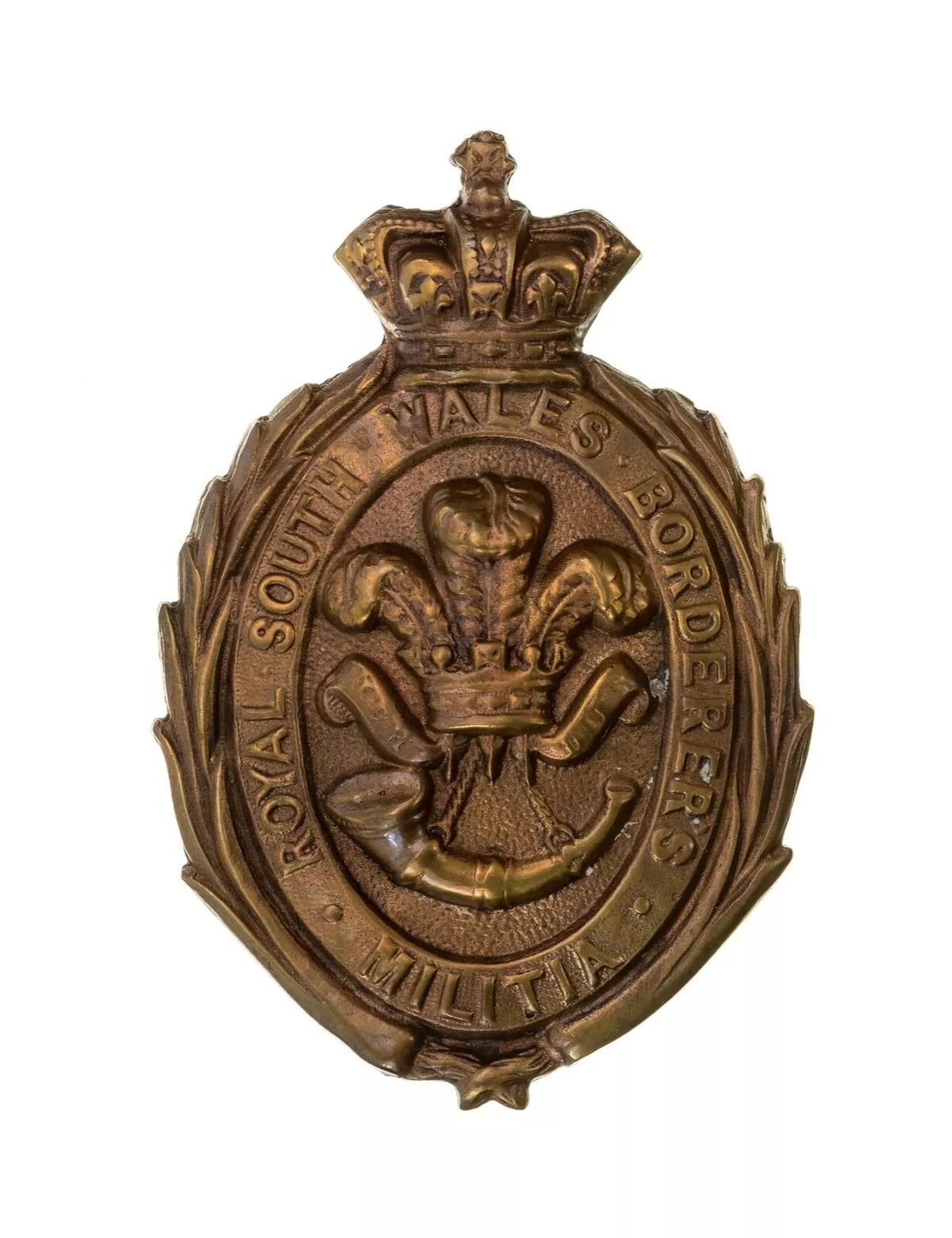 South Wales Borders Militia Solid Cap Badge Brass Metal
