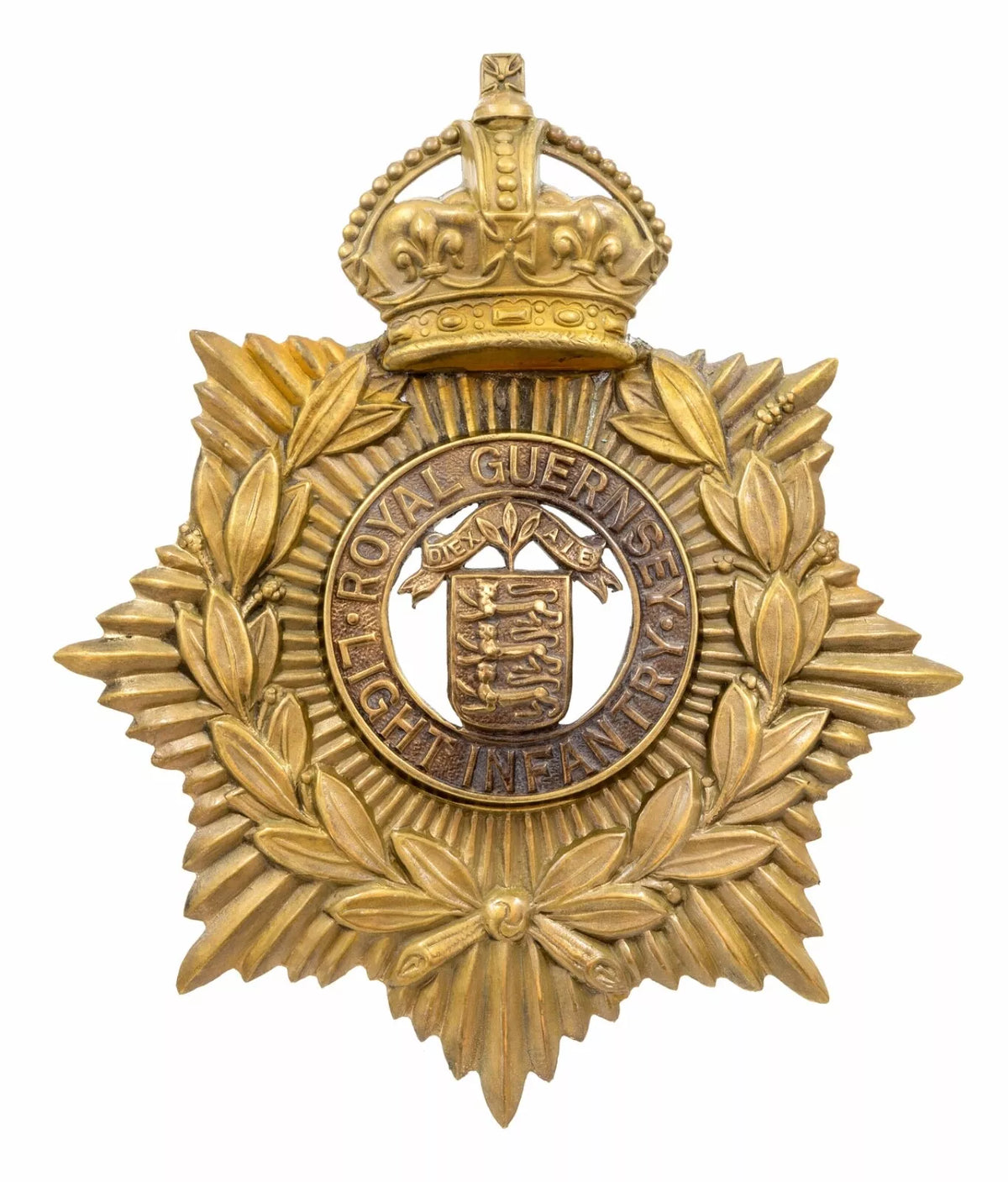 Helmet Plate & Royal Guernsey Light Infantry Centre Brass Metal