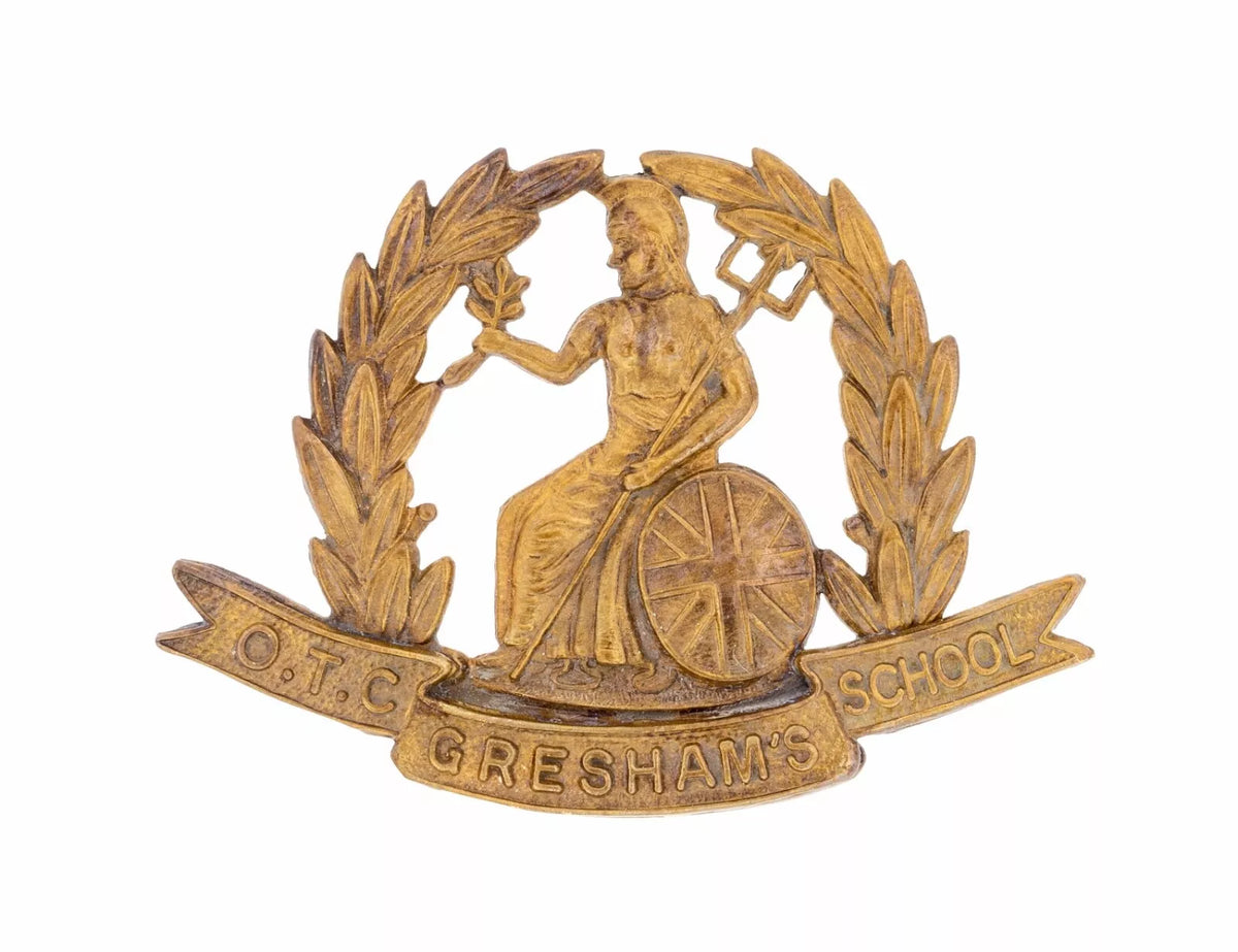 O.T.C Gresham's School Cap Badge Brass Metal