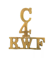 C 4 Royal Welsh Fusiliers Shoulder Title Brass Metal