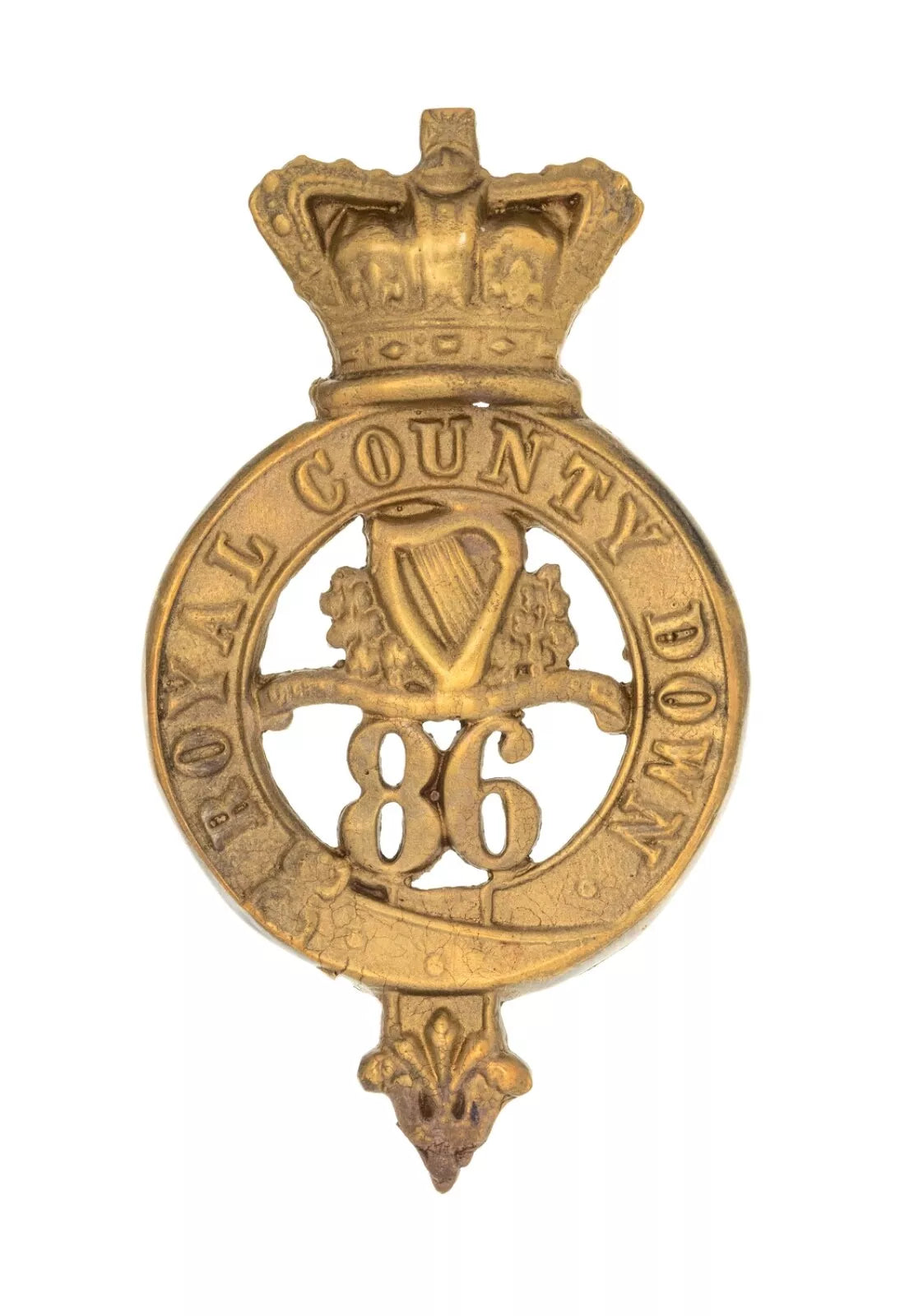 86th Royal County Down Regiment Glengarry Badge Brass Metal