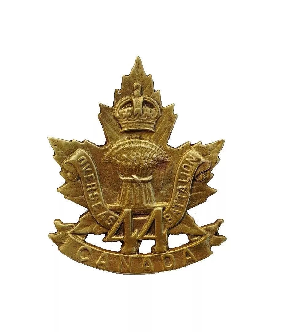 44th Canadian Overseas Battalion Cap Badge Brass Metal