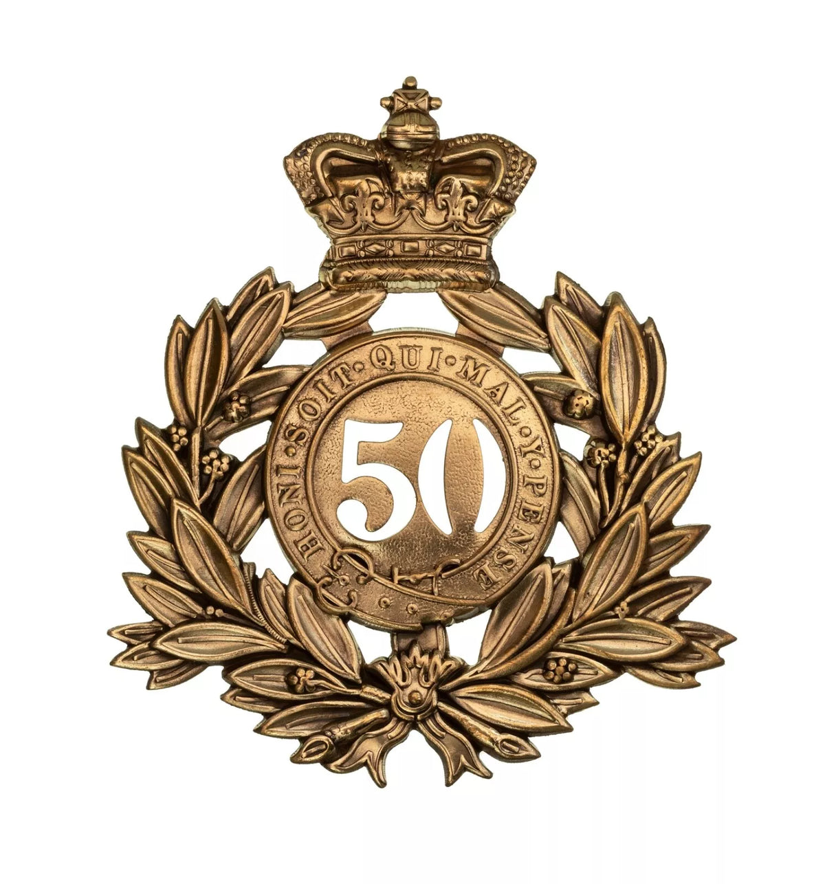50th Queens Own Regiment Last Shako Plate Brass Metal