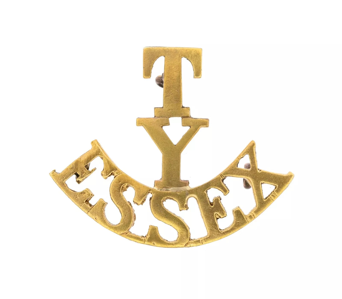 T Y Essex Shoulder Title Brass Metal