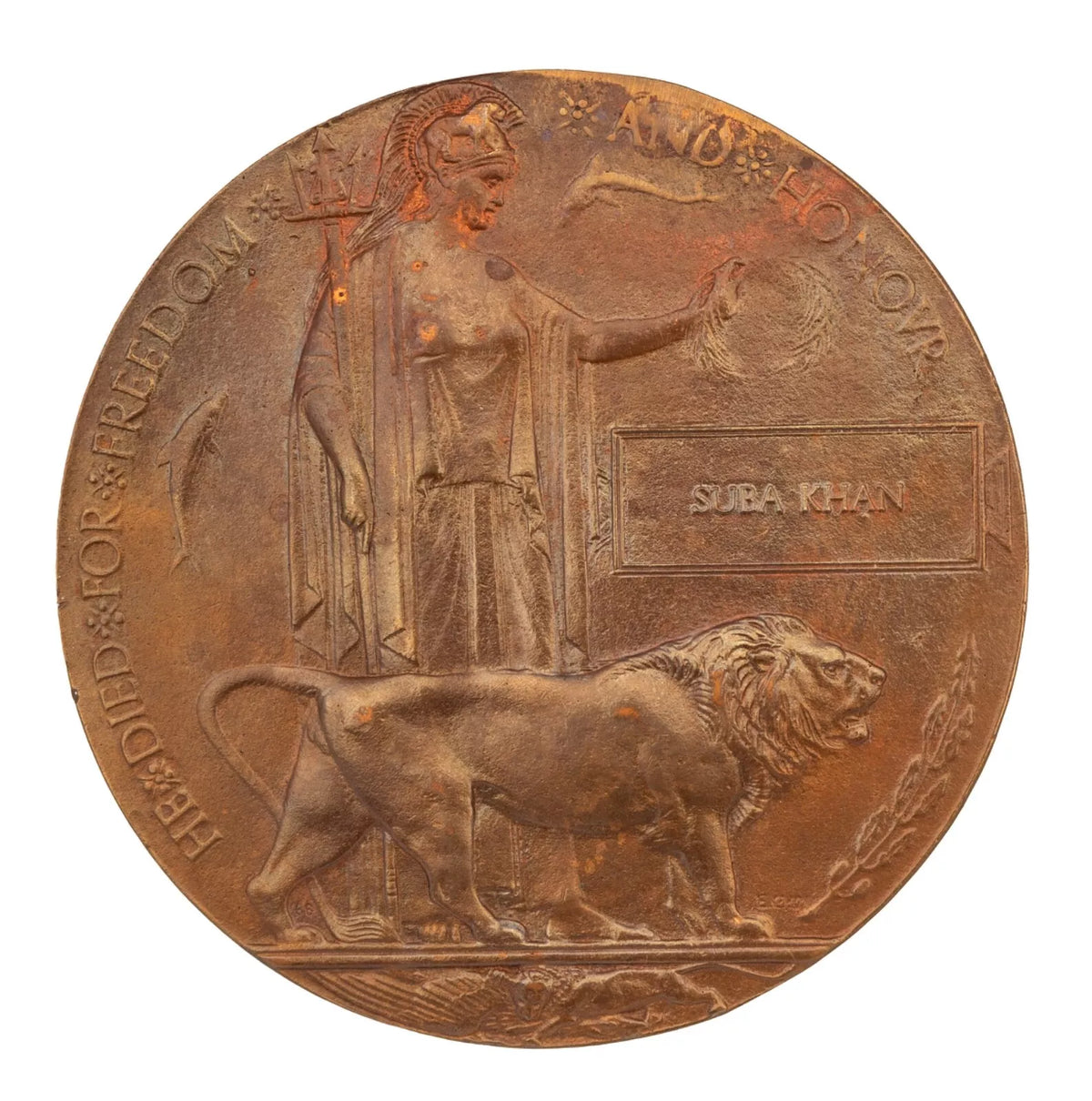 WW1 Memorial Plaque Suba Khan Original