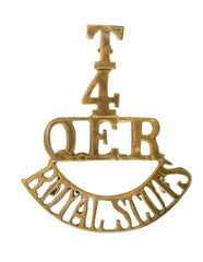 T.4 Q.E.R Royal Scots Shoulder Title Brass Metal