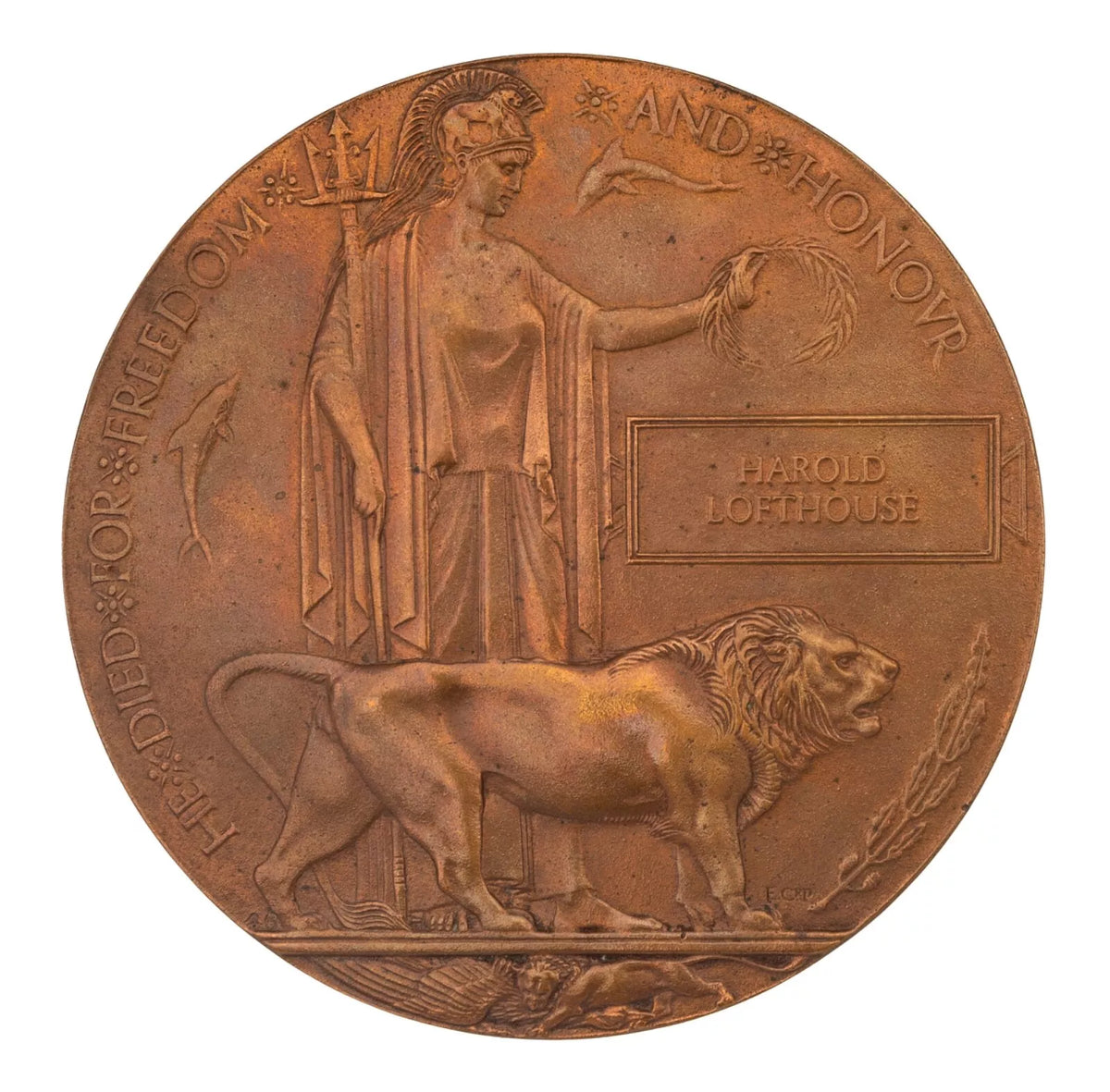 WW1 Memorial Plaque Harold Lofthouse Original