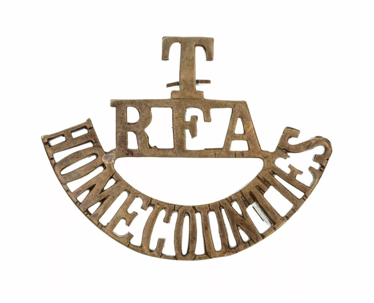 T R.F.A Home Counties Shoulder Title Brass Metal