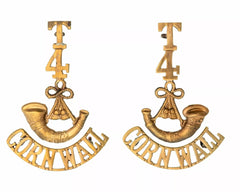 T 4 Bugle Cornwall Shoulder Title Pair Brass Metal