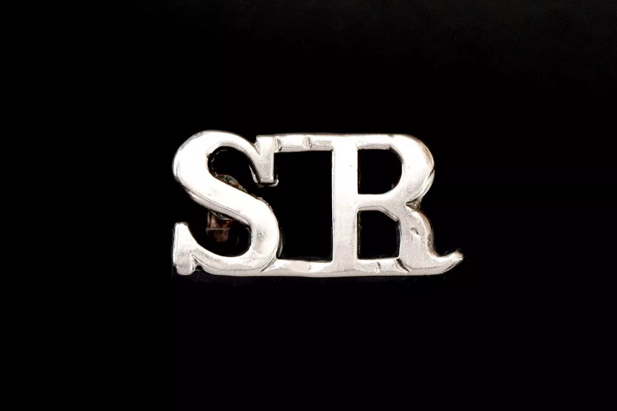 Scottish Rifles Shoulder Title White Metal