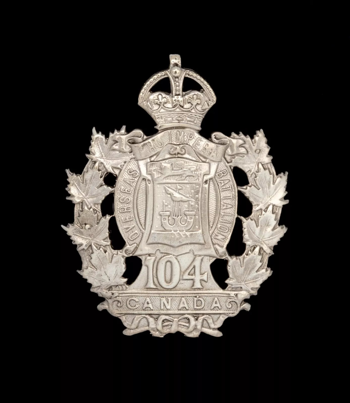 104th Canadian Overseas Battalion Cap Badge Hallmarked Silver