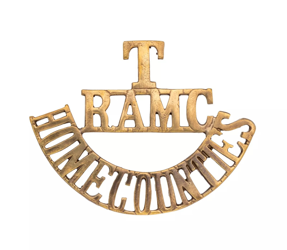 T. RAMC Home Counties Shoulder Title Brass Metal