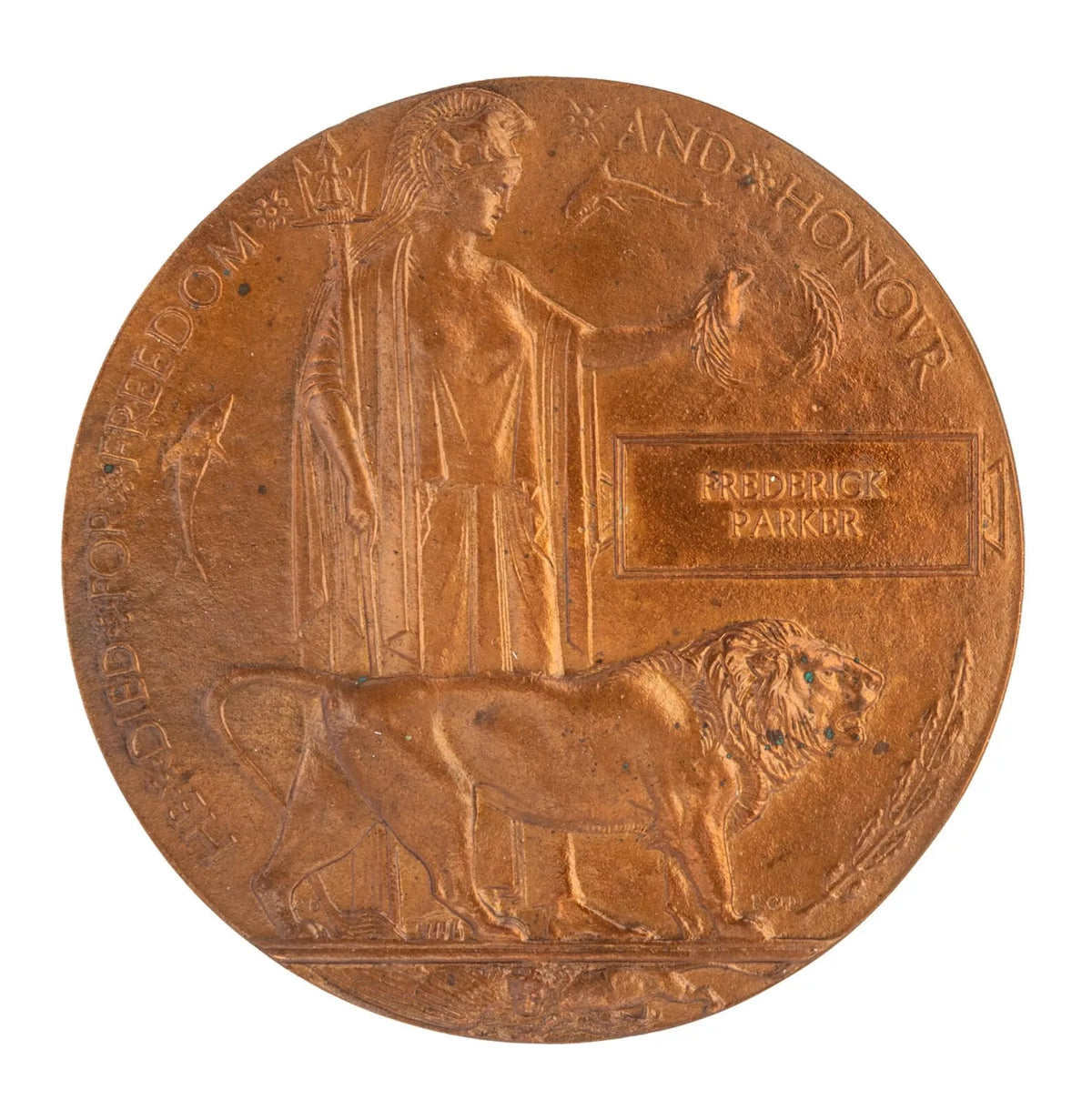 WW1 Memorial Plaque Frederick Parker Original