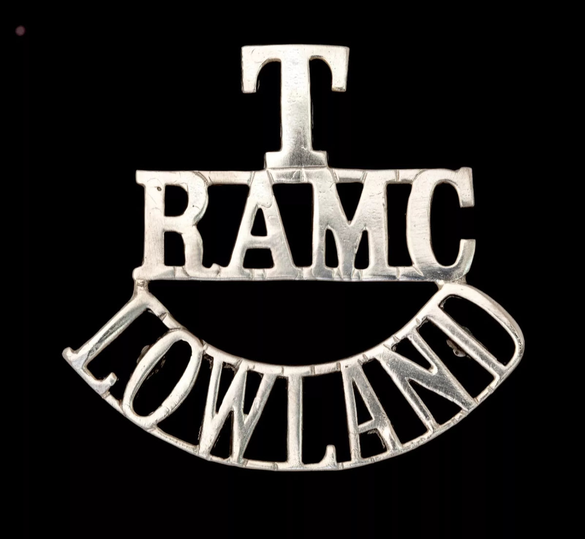 T. RAMC Lowland Shoulder Title White Metal