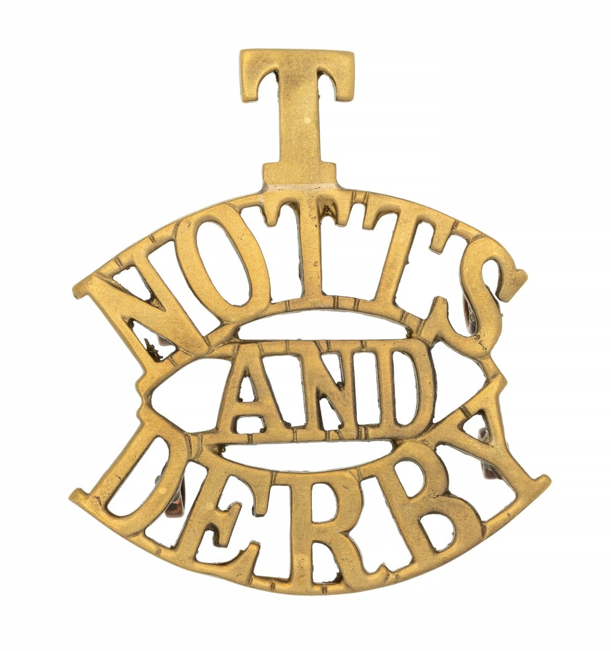 Territorial Notts And Derby Shoulder Title Brass Metal