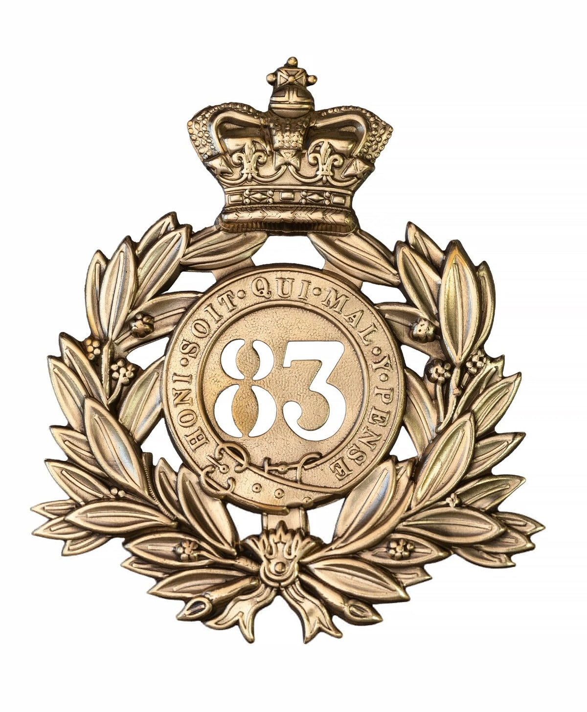 83rd Royal Irish Rifles Regiment Last Shako Plate Brass Metal