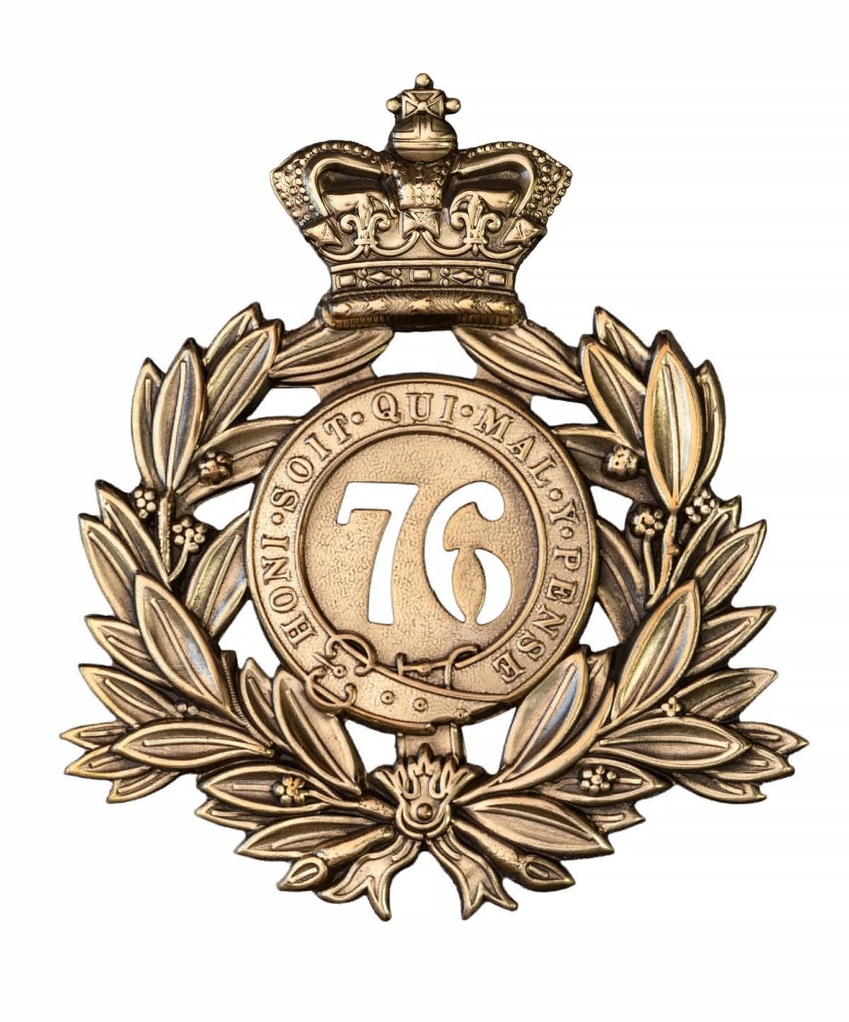 76th Duke of Wellington 2nd Battalion Regiment Last Shako Plate Brass Metal