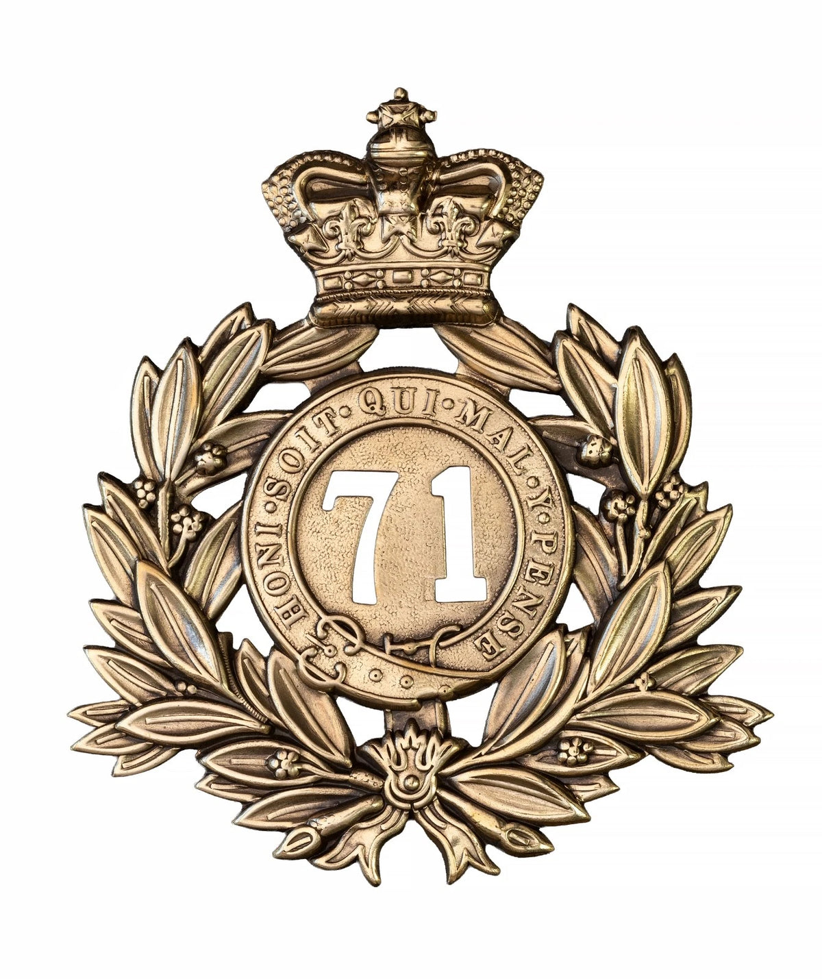 71st Highland Light Infantry Regiment Last Shako Plate Brass Metal