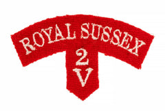 2nd Volunteers Battalion Royal Sussex Regiment Cloth Shoulder Title Badge